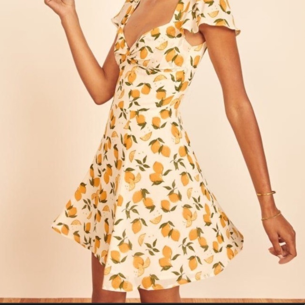 Reformation White Lemonade Mini Kenni Dress